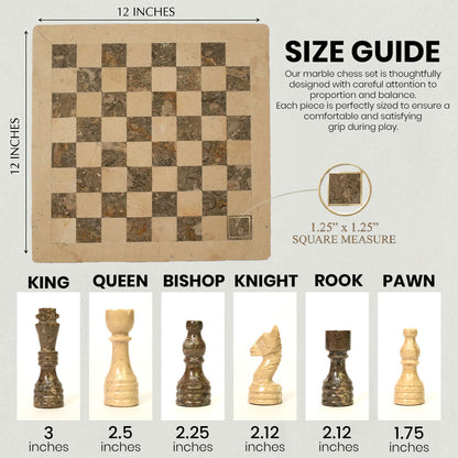Verona and Grey Marble Chess Set 12 Inches