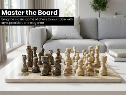 Verona and Grey Marble Chess Set 12 Inches