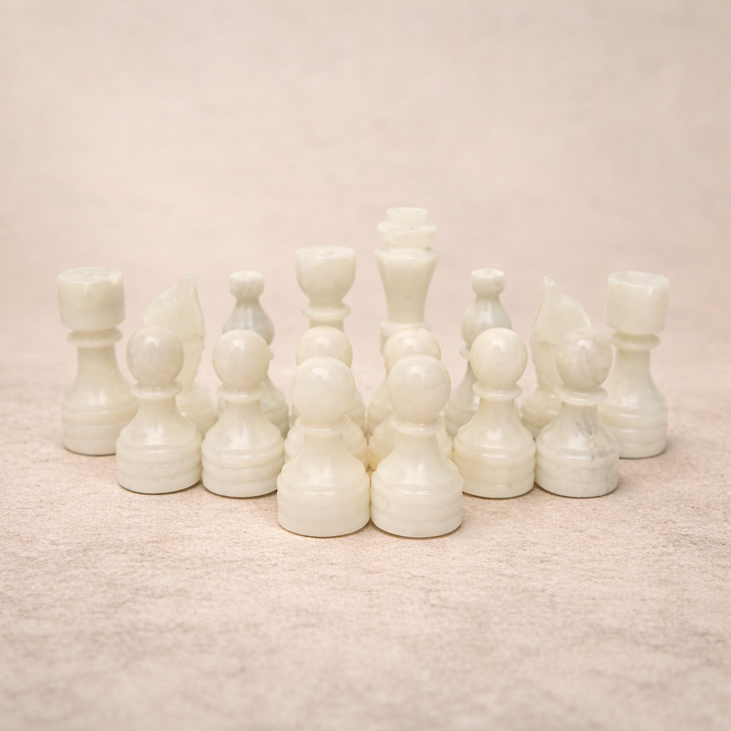 White Grey Marble Chess Pieces 12 to 16 Inches Board