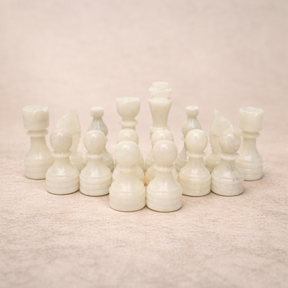 White Grey Marble Chess Pieces 12 to 16 Inches Board