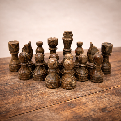 White Grey Marble Chess Pieces 12 to 16 Inches Board