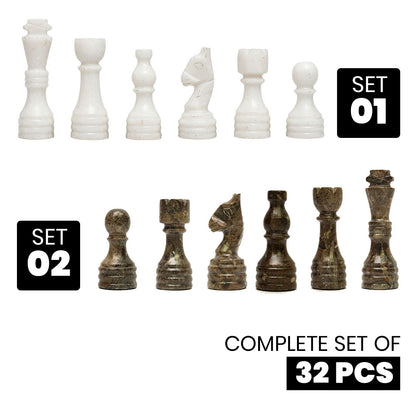 White Grey Marble Chess Pieces 12 to 16 Inches Board