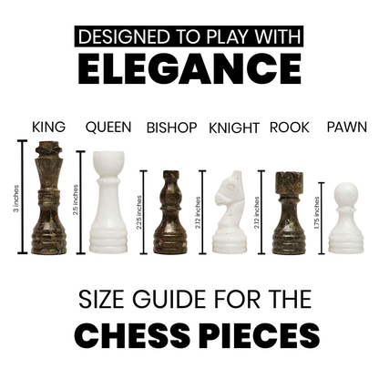 White Grey Marble Chess Pieces 12 to 16 Inches Board