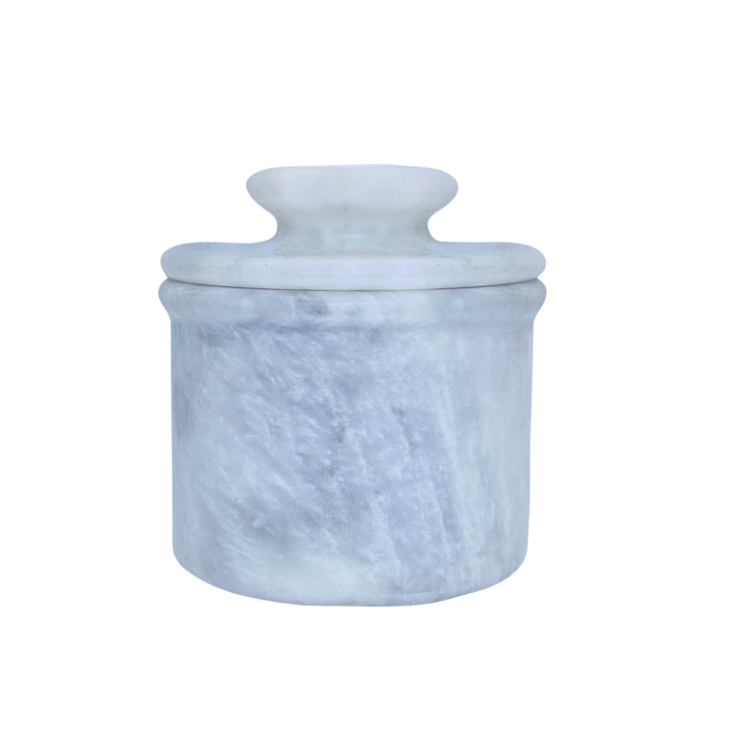 White Marble Butter Keeper with Lid - French Butter Crock