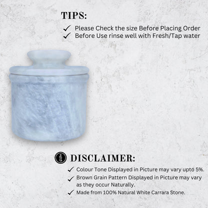 White Marble Butter Keeper with Lid - French Butter Crock