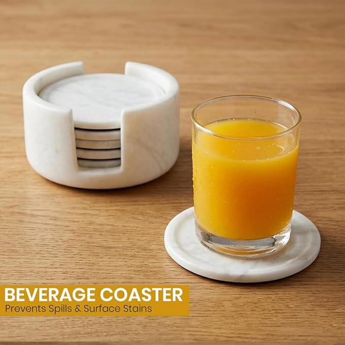 White Round Marble Coaster