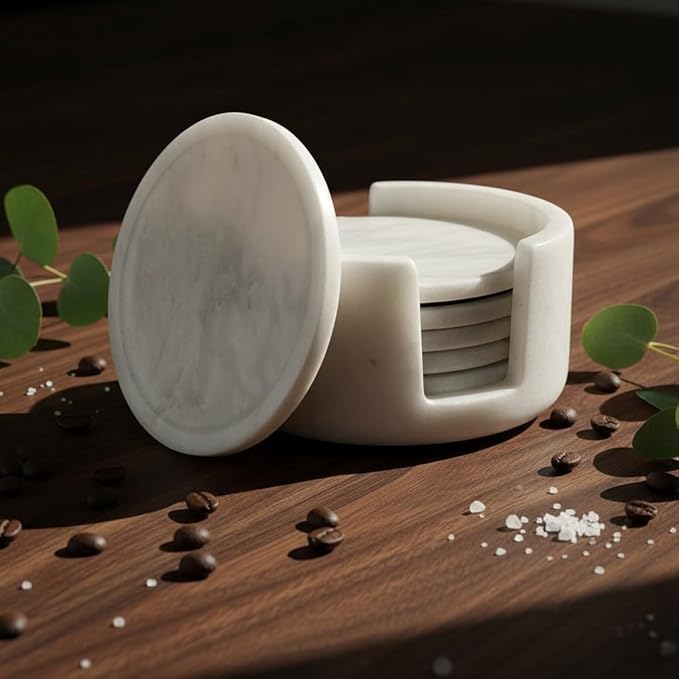 White Round Marble Coaster