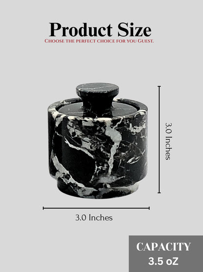 White & Black Zebra Marble Salt Cellar