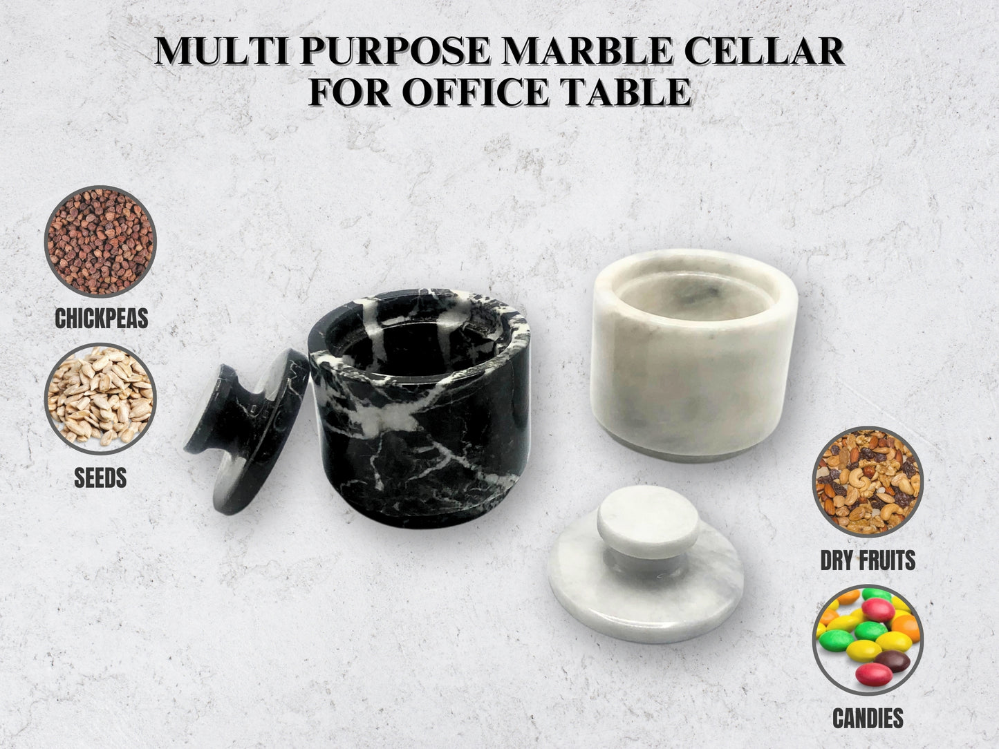 White & Black Zebra Marble Salt Cellar