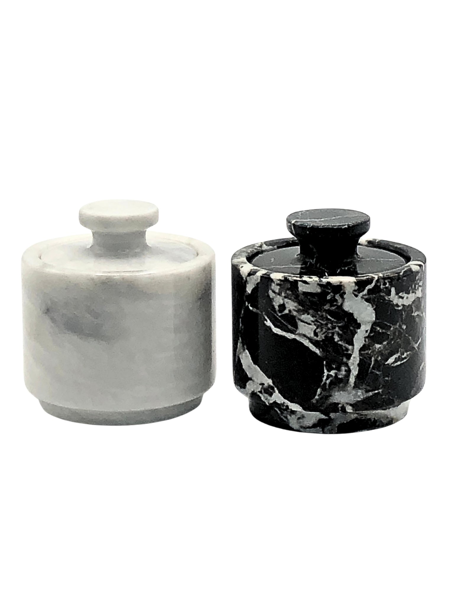 White & Black Zebra Marble Salt Cellar