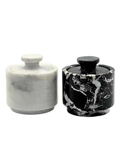 White & Black Zebra Marble Salt Cellar