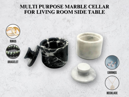 White & Black Zebra Marble Salt Cellar
