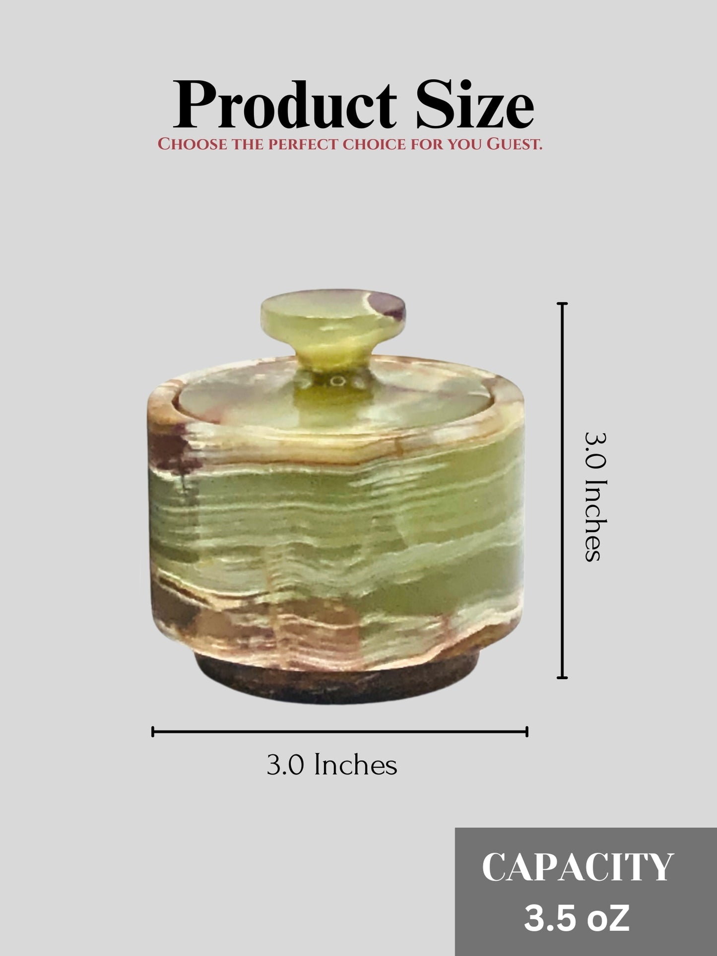 White and Green Marble Salt Cellar with Lid