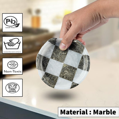 White and Grey Marble Spoon Rest - Checkered Style | OceanicX