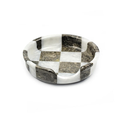 White and Grey Marble Spoon Rest - Checkered Style | OceanicX
