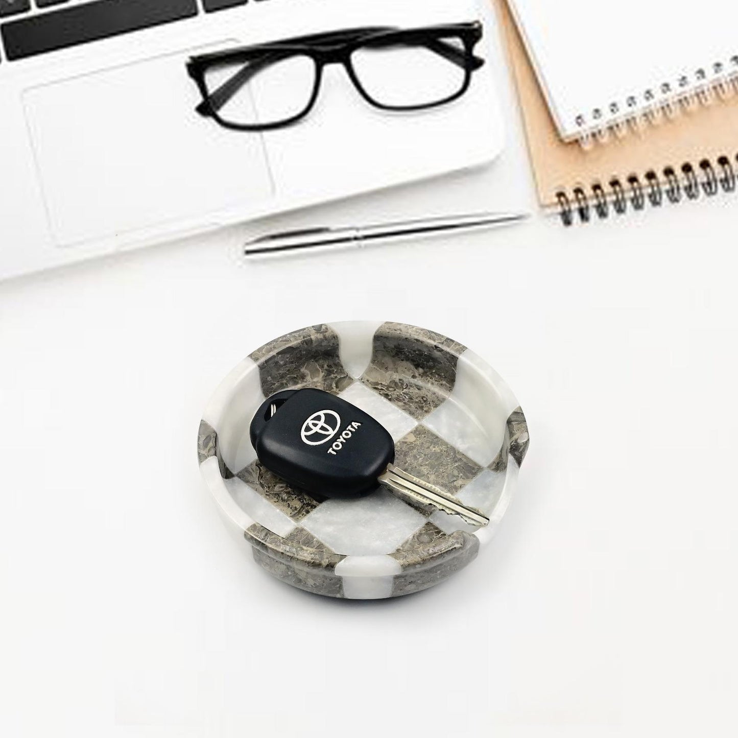 White and Grey Marble Spoon Rest - Checkered Style | OceanicX