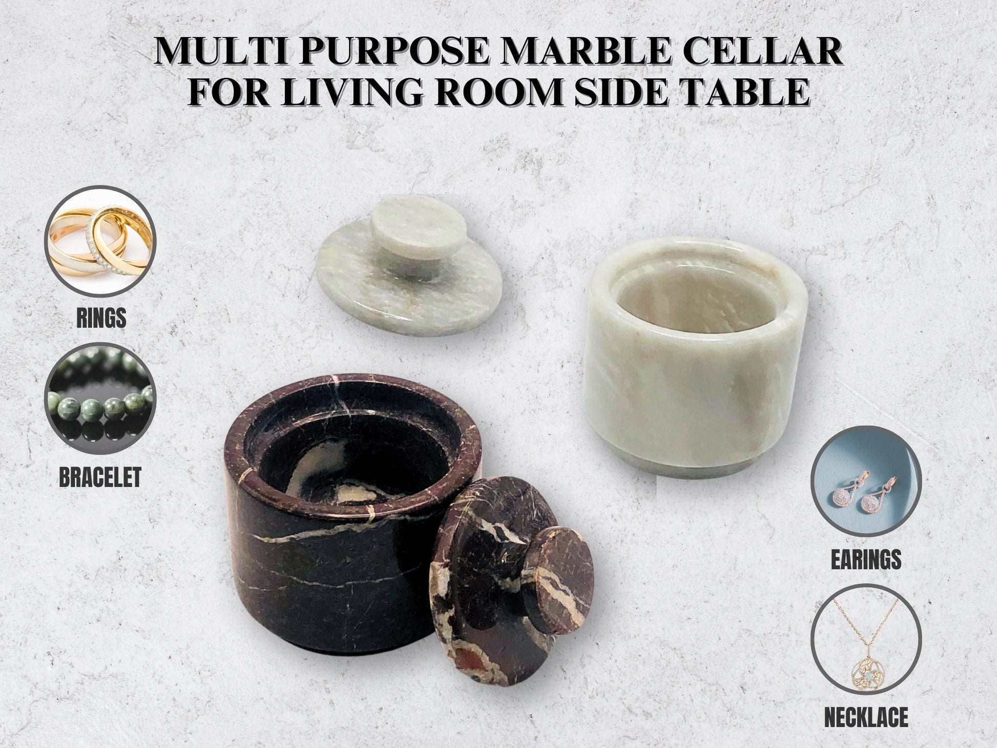 White and Red Marble Salt Cellar