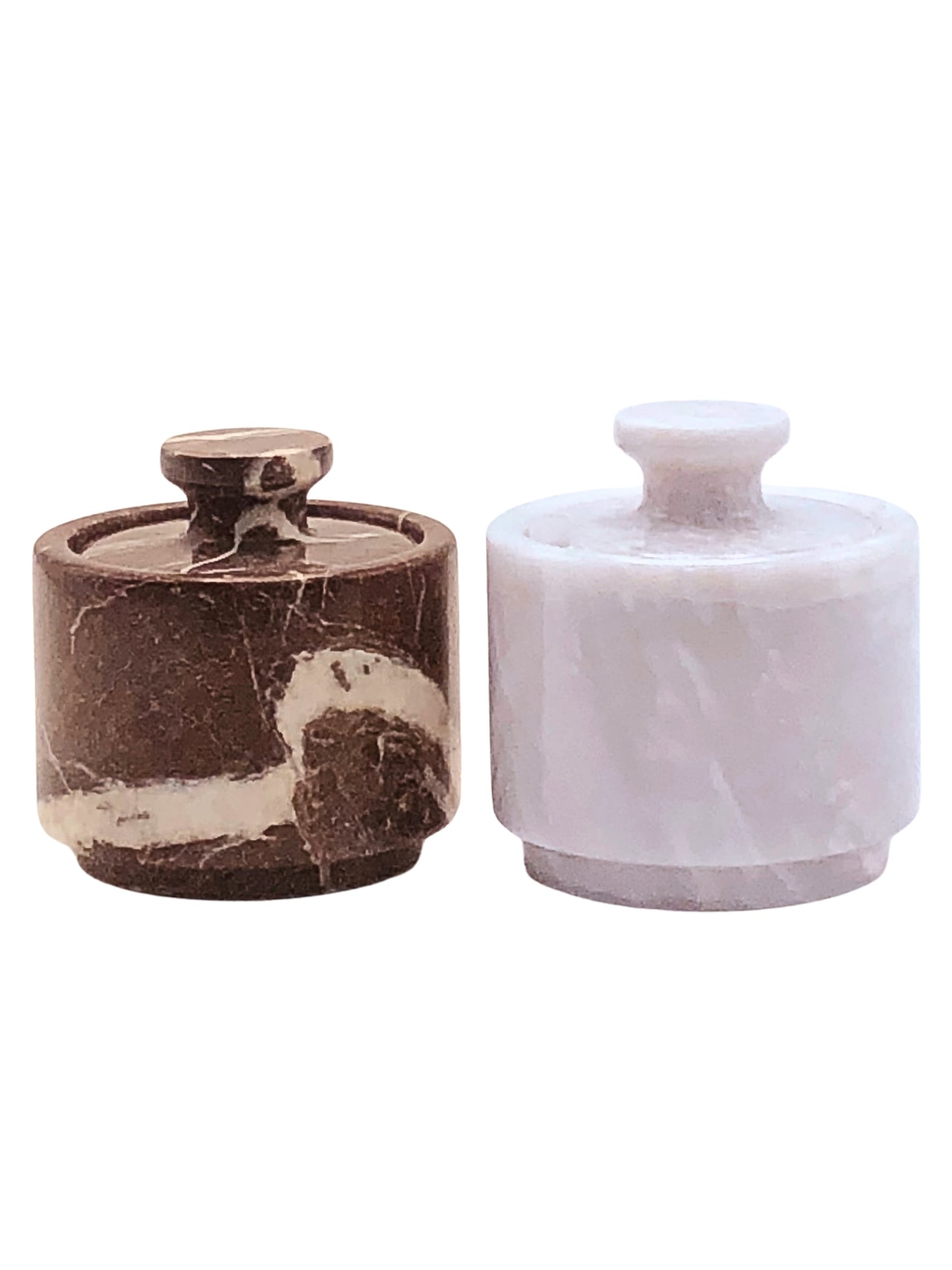 White and Red Marble Salt Cellar