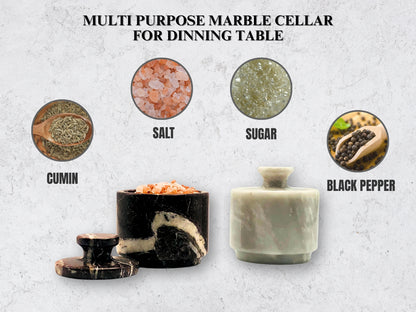 White and Red Marble Salt Cellar