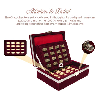 Verona and Oceanic Grey Marble Checkers Set - (32 Elegant Pieces)
