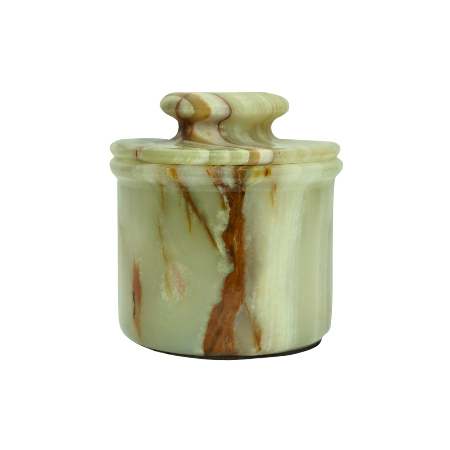 Green Onyx Butter Keeper with Lid - French Butter Crock
