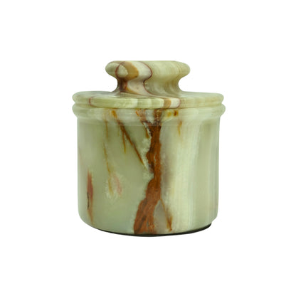 Green Onyx Butter Keeper with Lid - French Butter Crock