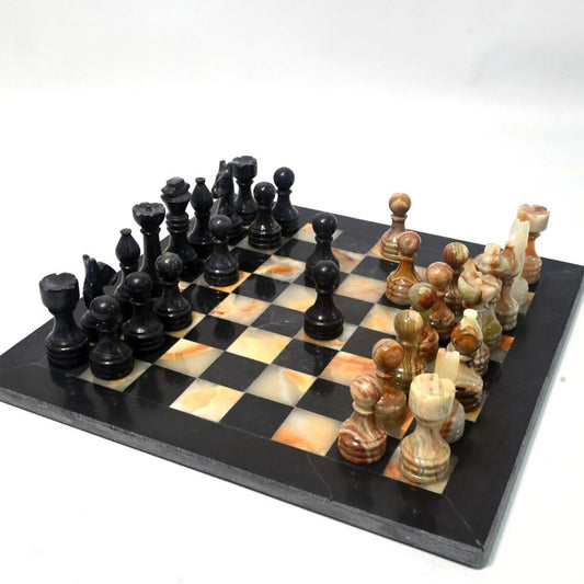 Black and Green Onyx Beautiful Chess Set 12 inches