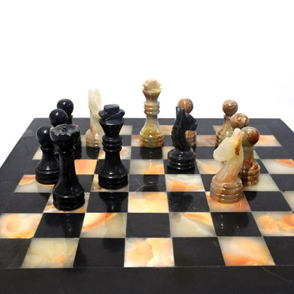 Black and Green Onyx Beautiful Chess Set 12 inches