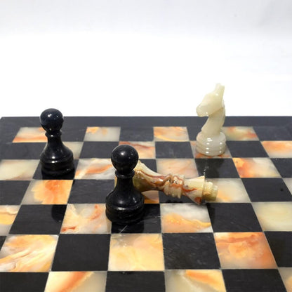 Black and Green Onyx Beautiful Chess Set 12 inches