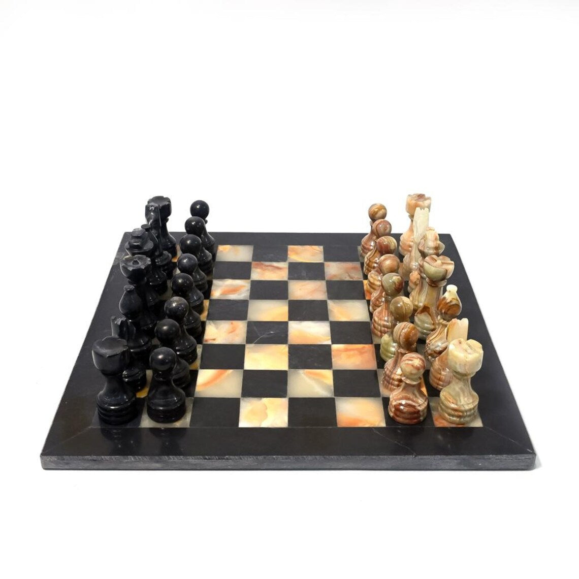 Black and Green Onyx Beautiful Chess Set 12 inches