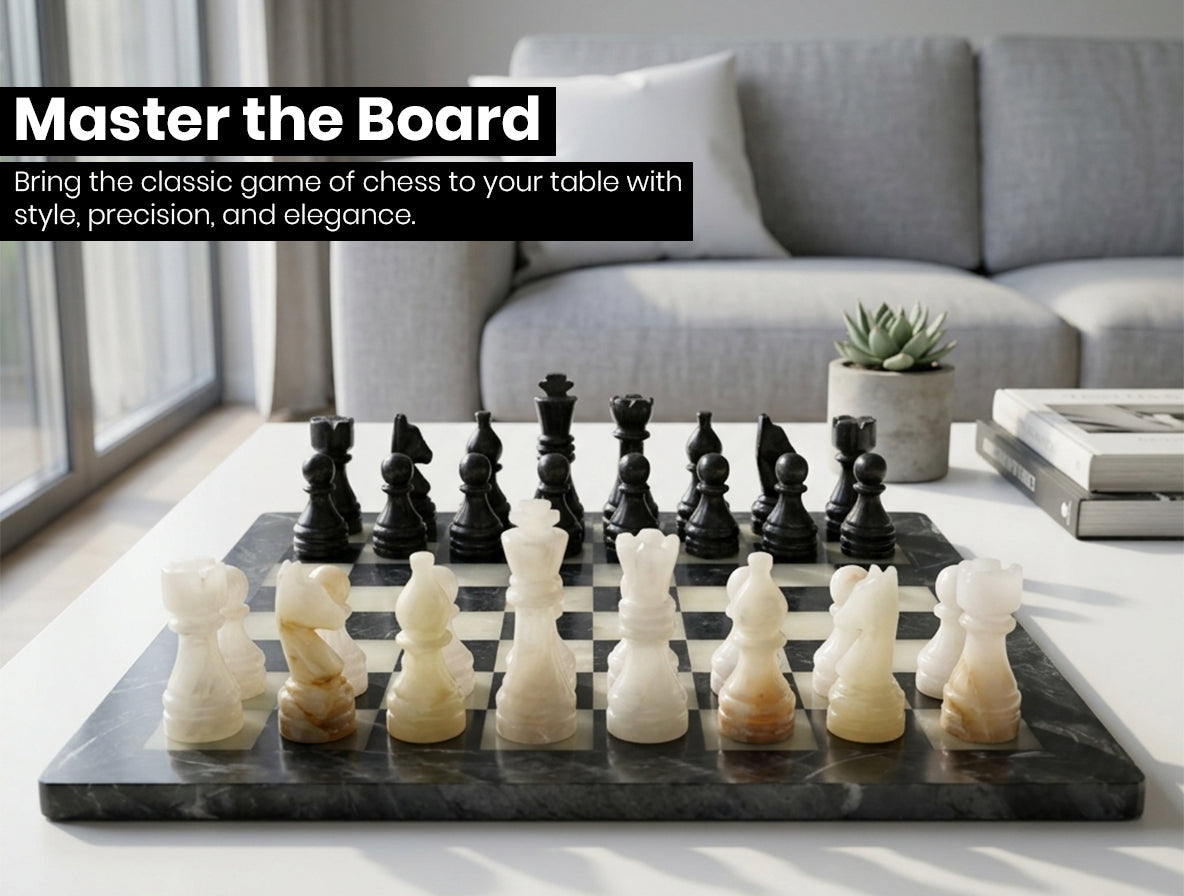 Black Onyx Chess Set 12 Inches