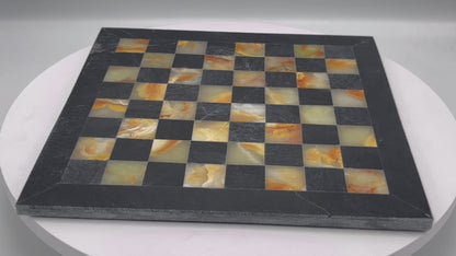 Black and Green Onyx Beautiful Chess Set 12 inches