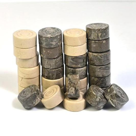 Handmade Marble Checker Set – 32 Luxury Pieces with Storage Box – Gift for Game Lovers