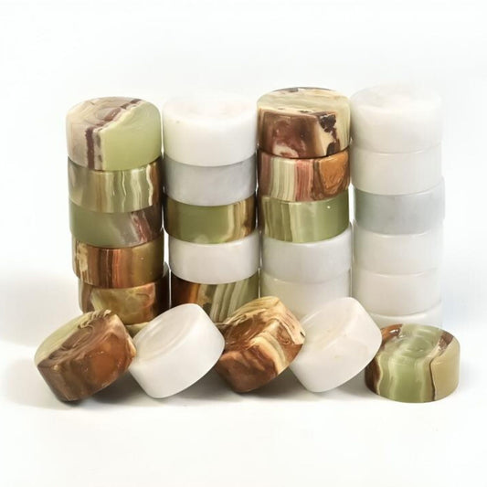 Handmade Green Onyx Checker Set – Luxury Marble Pieces with Storage Box