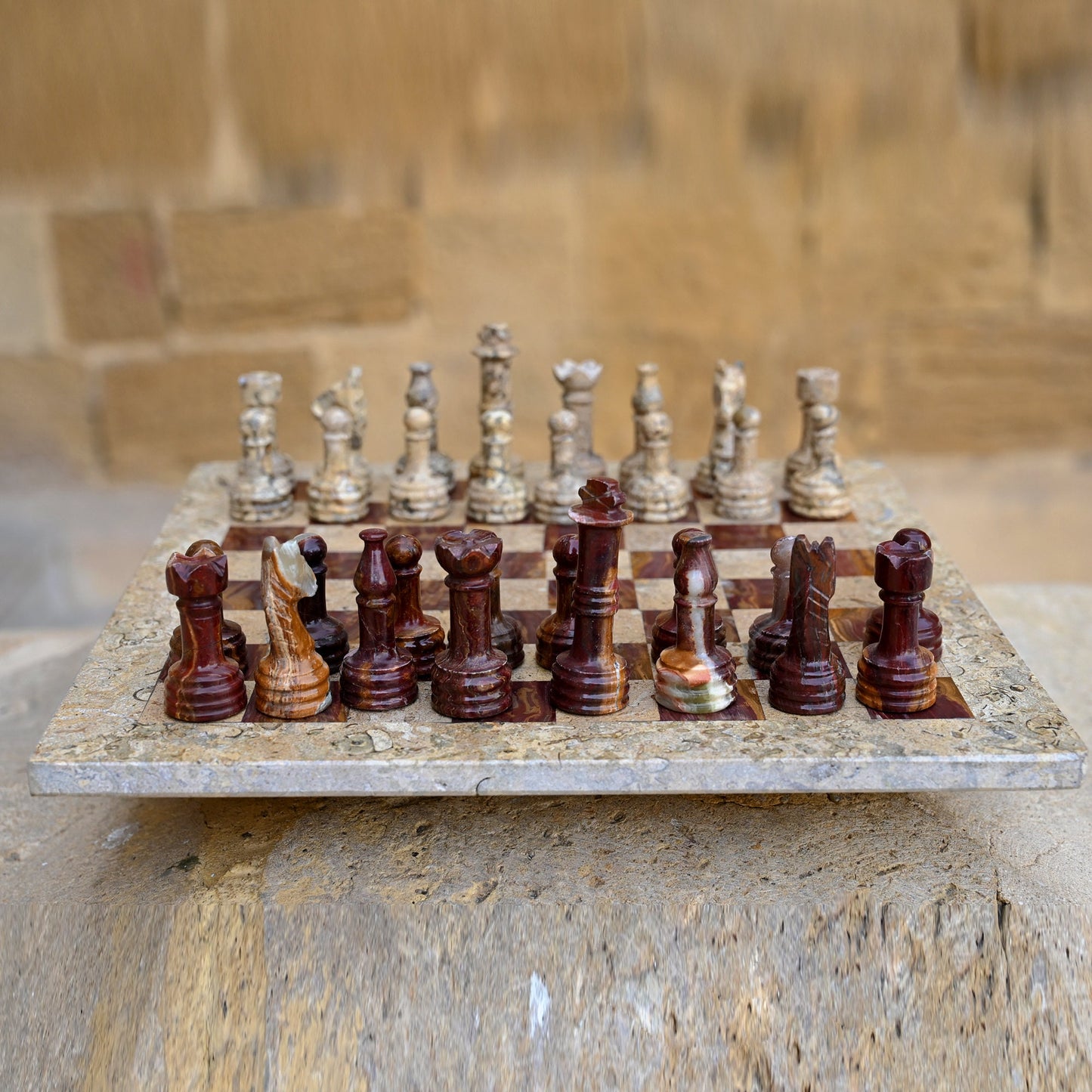 Coral Multi Handmade High Quality Chess Set 12 Inches