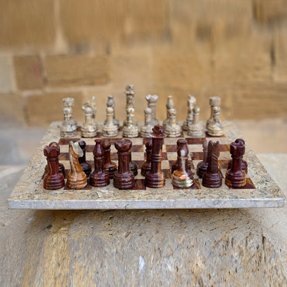 Coral Multi Handmade High Quality Chess Set 12 Inches
