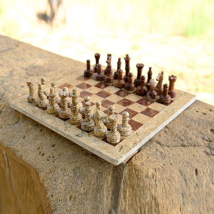 Coral Multi Handmade High Quality Chess Set 12 Inches