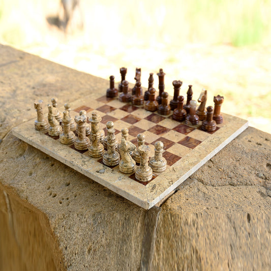 Coral Multi Handmade High Quality Chess Set 12 Inches