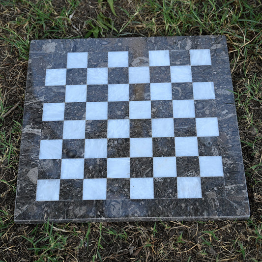 12 Inches Grey and White Handmade Marble Chess Board
