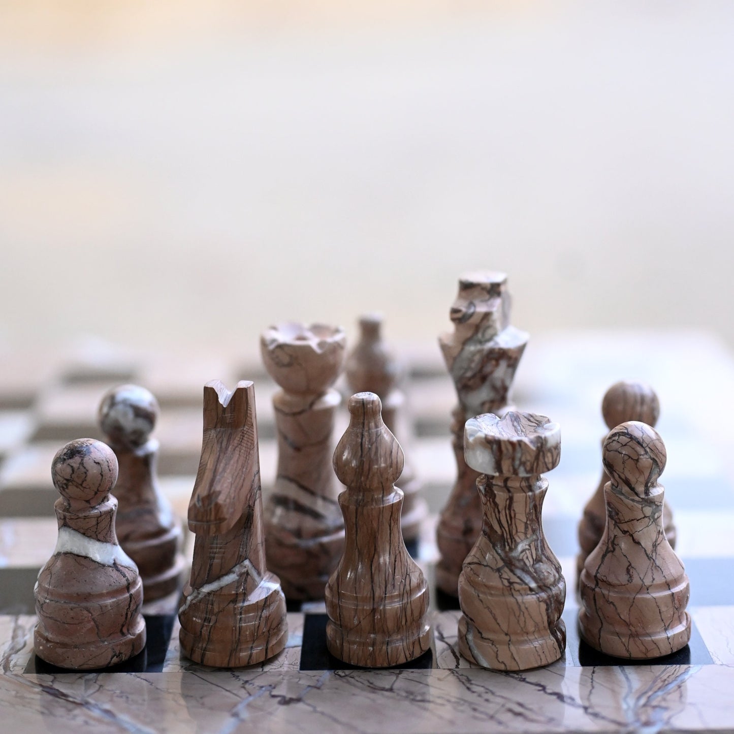 High Quality Handmade Pink Marina and Black Chess Pieces Only for 12 to 16 Inches Board