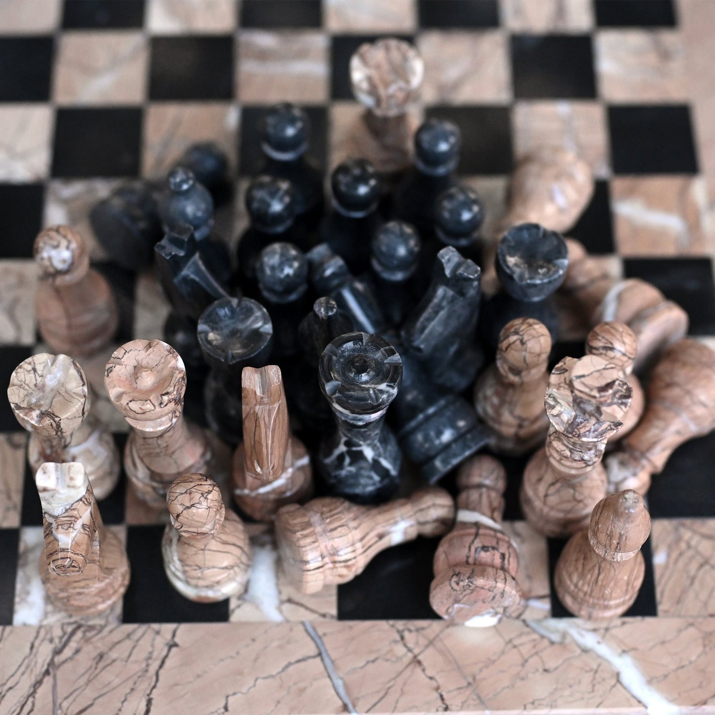 High Quality Handmade Pink Marina and Black Chess Pieces Only for 12 to 16 Inches Board