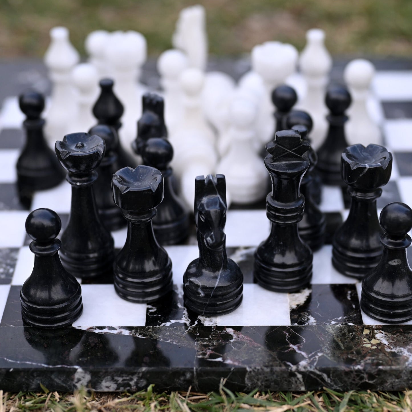 High Quality Handmade Black Zebra and White Chess Pieces Only for 12 to 16 Inches Board