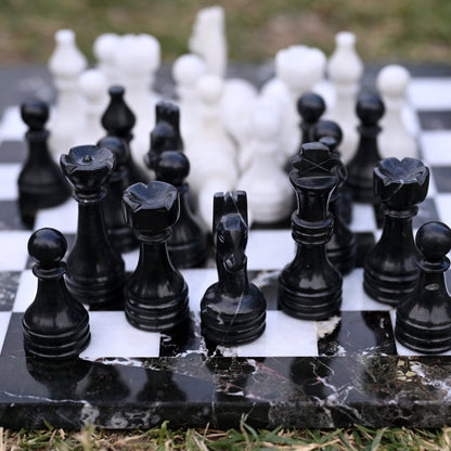 High Quality Handmade Black Zebra and White Chess Pieces Only for 12 to 16 Inches Board