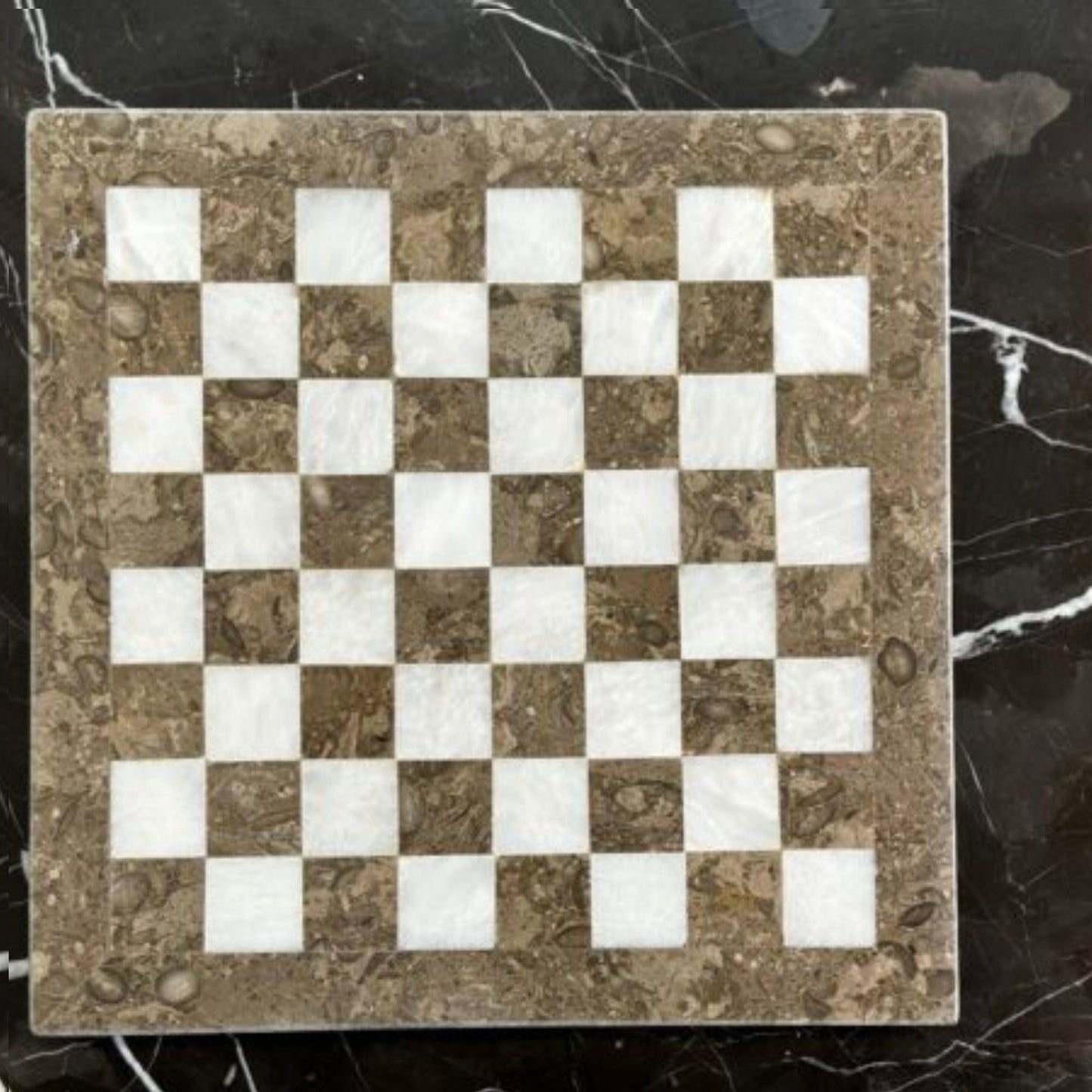 15 Inches Grey and White Elegant Marble Chess Set