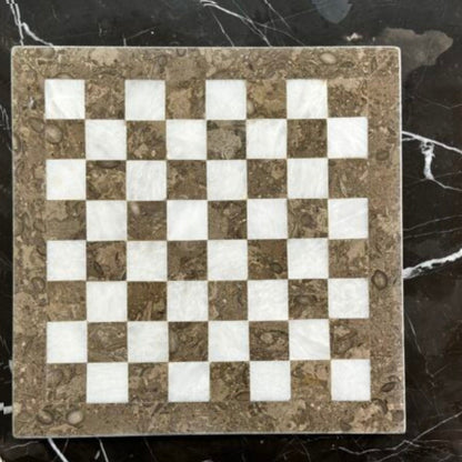 15 Inches Grey and White Elegant Marble Chess Set